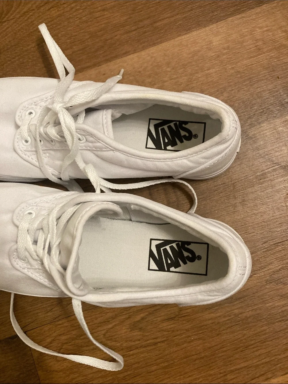 Vans Women's White Canvas Lace-Up Flats